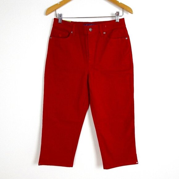Gloria Vanderbilt Capri Pants Size 6 Red Denim Cropped Stretch - Picture 1 of 6